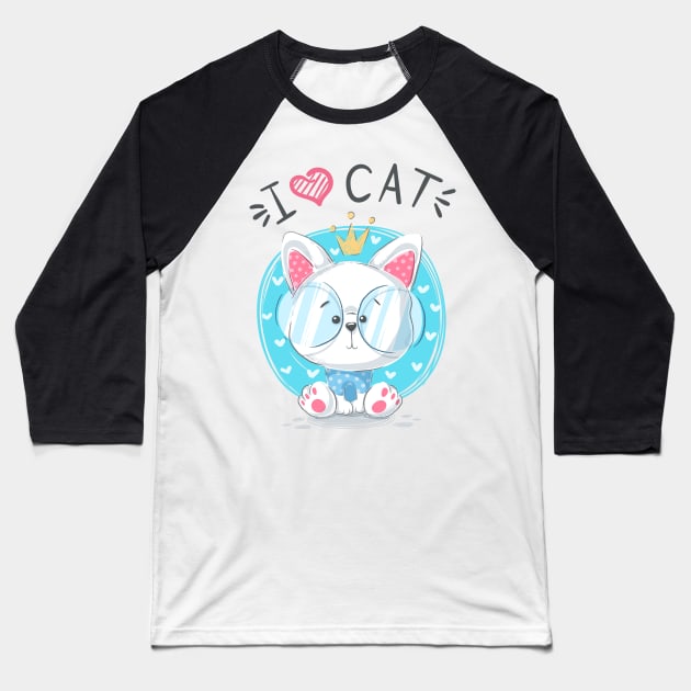 I love cat Baseball T-Shirt by Mako Design 